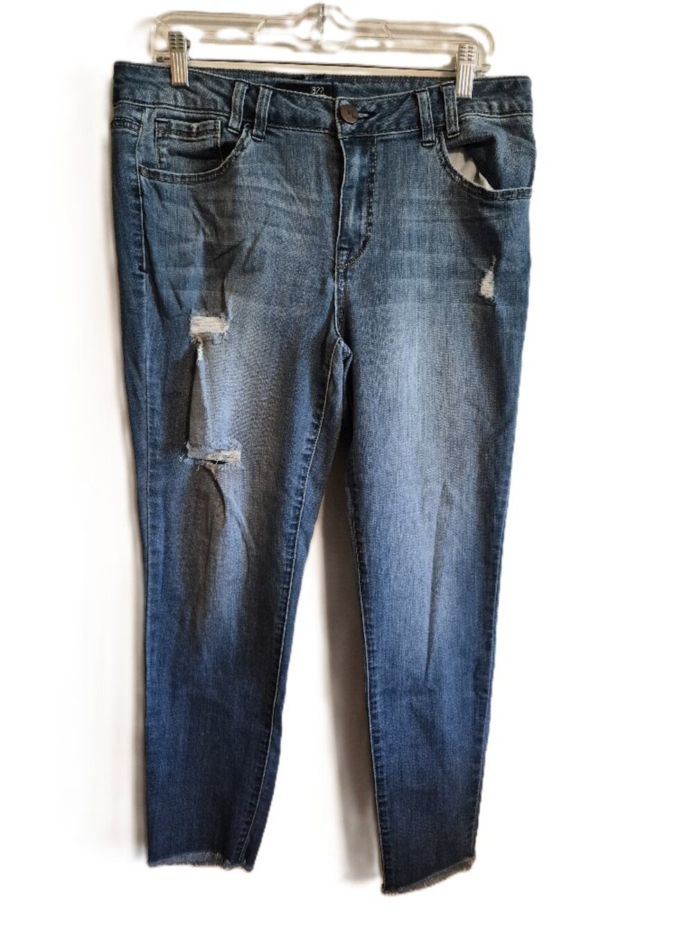 1822 Denim Jeans Women’s 14 Blue Cotton Straight Ankle Frayed Hem